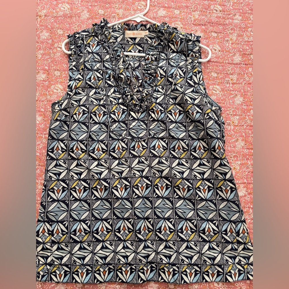 Tory Burch Geometric Floral Top